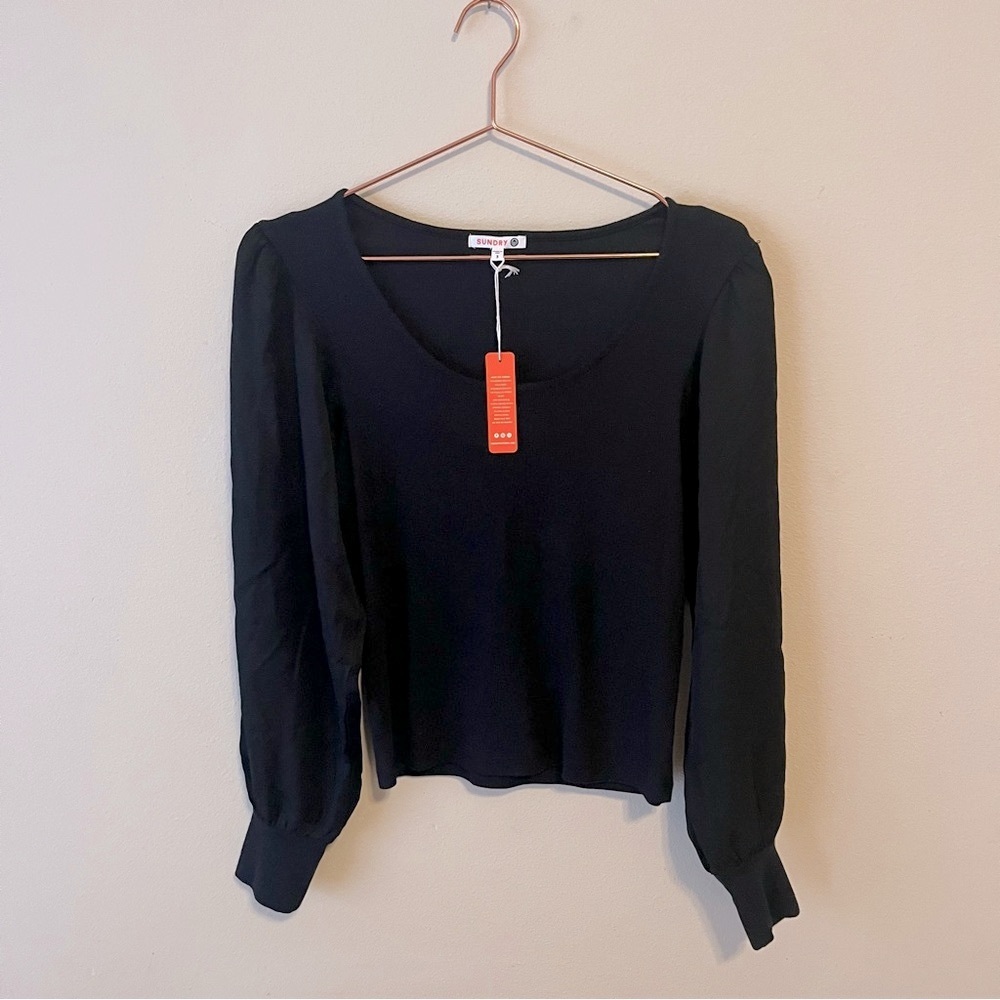 Sundry Black V-Neck Blouse 🖤 — New With Tags
